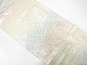 竹笹に梅模様織り出し　袋帯